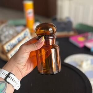 Vintage Amber Glass Apothecary Jar with Lid – Made in Belgium